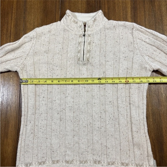Woolrich 1/4 Zip Knit Sweater Beige Size Small Women's W/ Decorative Lambs Wool - Picture 4 of 12